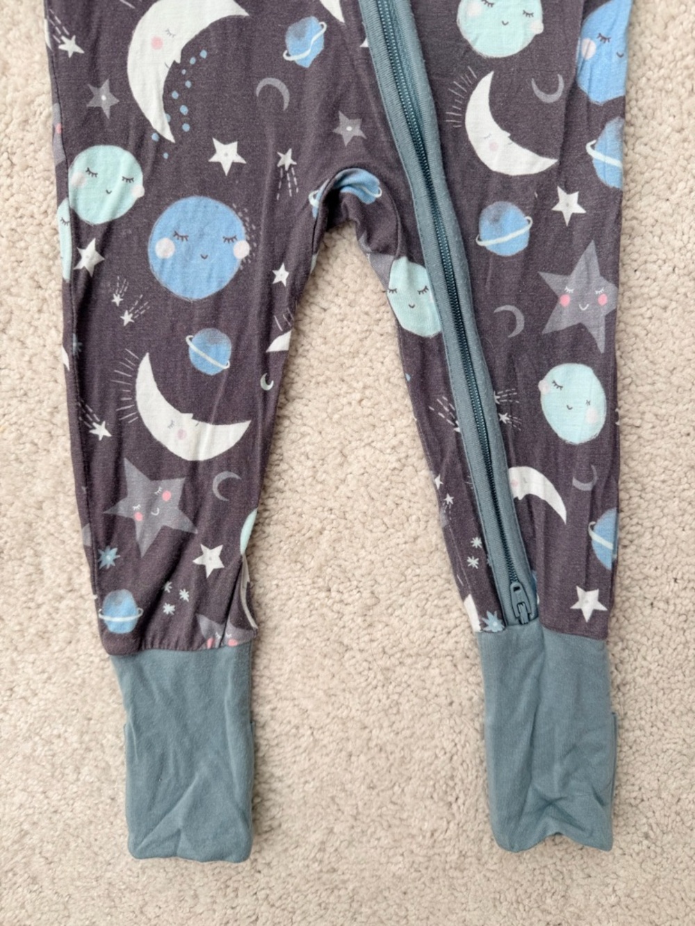 Little Sleepies Gray Moon & Blue Planet Footie - Picture 4 of 12